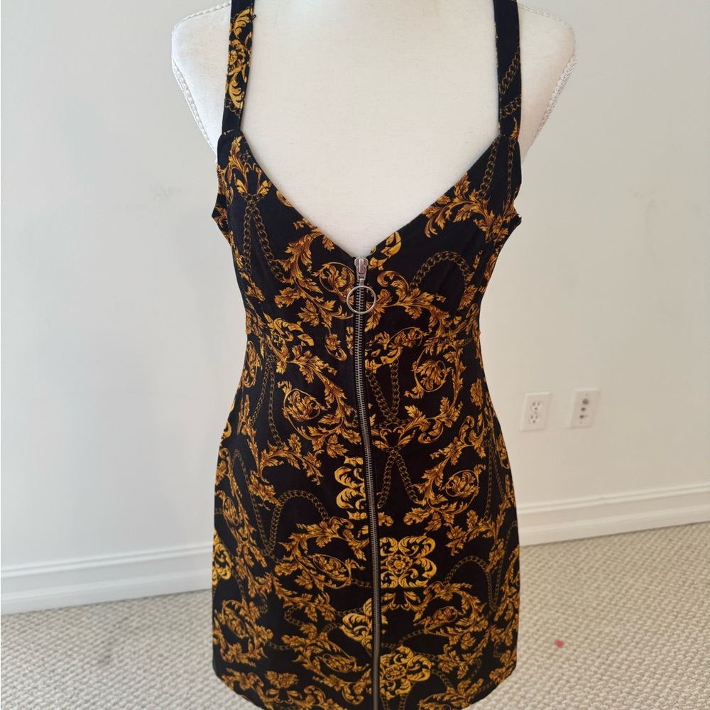 Topshop Black and Gold Mini Dress